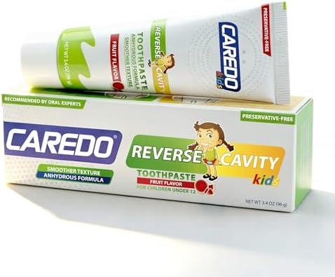 Pasta Dental CAREDO para Niños – Reparación de Cavidades con Hidroxiapatita, Amigable con Frenos, Cuidado Nocturno de Esmalte, Sin Flúor, Sabor - imagen 1