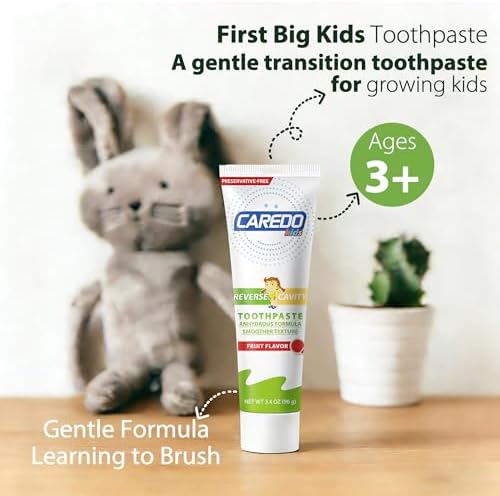 Pasta Dental CAREDO para Niños – Reparación de Cavidades con Hidroxiapatita, Amigable con Frenos, Cuidado Nocturno de Esmalte, Sin Flúor, Sabor - imagen 5