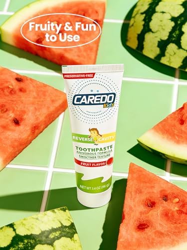 Pasta Dental CAREDO para Niños – Reparación de Cavidades con Hidroxiapatita, Amigable con Frenos, Cuidado Nocturno de Esmalte, Sin Flúor, Sabor - imagen 7