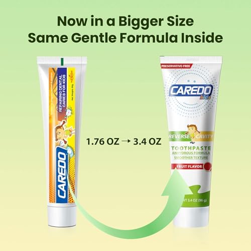 Pasta Dental CAREDO para Niños – Reparación de Cavidades con Hidroxiapatita, Amigable con Frenos, Cuidado Nocturno de Esmalte, Sin Flúor, Sabor - imagen 8