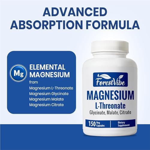 Suplemento de Magnesio ForestVIbe L-Treonato, Citrato, Malato y Glicinato, 150 Cápsulas Queladas, Alta Absorción, Extra Fuerte, Sin OGM y Sin Gluten - imagen 3
