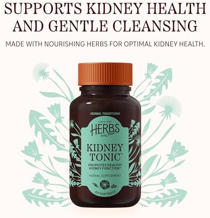Suplemento Herbal Herbs Etc. Tónico para Riñones en Softgels - Diente de León, Palma Enana y Perejil - Apoya el Equilibrio de Líquidos - Orgánico y - imagen 2