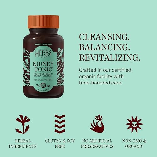 Suplemento Herbal Herbs Etc. Tónico para Riñones en Softgels - Diente de León, Palma Enana y Perejil - Apoya el Equilibrio de Líquidos - Orgánico y - imagen 5