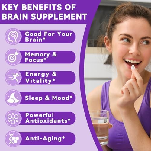 Suplementos para la Memoria y Concentración, 11 en 1 con NAC, B12, L-Theanina, Bacopa Monnieri y Más - Vegano, 30 Cápsulas (30 Porciones) - imagen 3