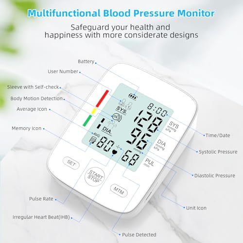 Monitor de Presión Arterial AILE, Automático para Brazo, Uso en Casa, Manguito Grande 8.7-16.5”, Memoria de 2 * 99 Conjuntos, Pantalla LCD Digital - imagen 2