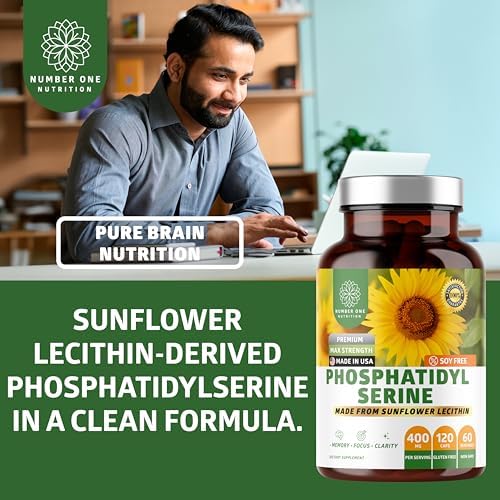 Number One Nutrition Phosphatidilserina Premium 400mg, Derivada de Lecitina de Girasol para Apoyar la Memoria, Enfoque y Cognición, Sin Soja, 120 - imagen 4