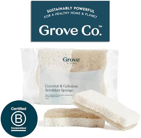 Esponjas Grove Co., Estropajo Natural de Coco, Doble Cara, No Raspante, Súper Absorbente de Celulosa Vegetal con Fibra de Coco, 6 Piezas para - imagen 7