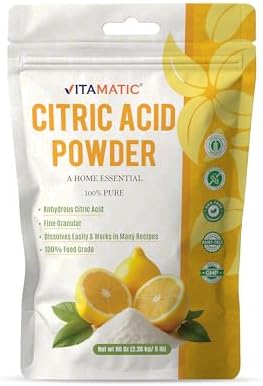 Polvo de Ácido Cítrico Vitamatic 5 lb (80 oz) – 100% Puro, Gránulos Cristalinos Anhidros, Grado Alimenticio, Fácil de Disolver para Cocinar, Hornear, - imagen 1