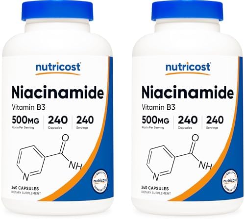 Nutricost Niacinamida (Vitamina B3) 500mg, 240 Cápsulas (2 Botellas) - imagen 1