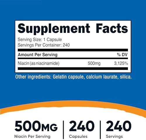 Nutricost Niacinamida (Vitamina B3) 500mg, 240 Cápsulas (2 Botellas) - imagen 2