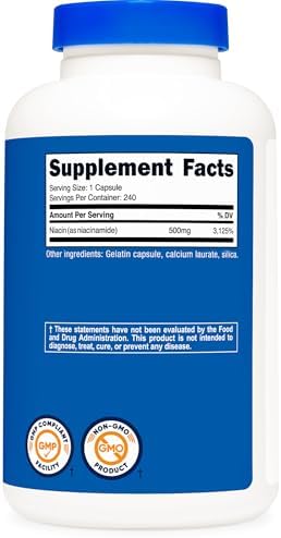 Nutricost Niacinamida (Vitamina B3) 500mg, 240 Cápsulas (2 Botellas) - imagen 5
