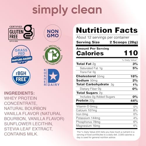 Proteína en Polvo de Suero de Leche Simply Tera - Vainilla de Pastoreo, Limpia, Sin Edulcorantes Artificiales, No GMO, Kosher, Sin rBGH, Sin Soja - - imagen 2