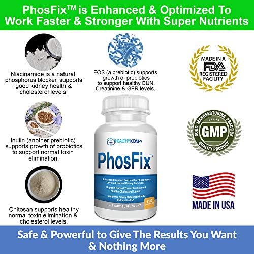 PhosFix 120 Cápsulas - Agente Quelante de Fósforo con Quitosano para Mantener Niveles Normales de Fósforo y Salud Renal. Suplemento Renal - imagen 2