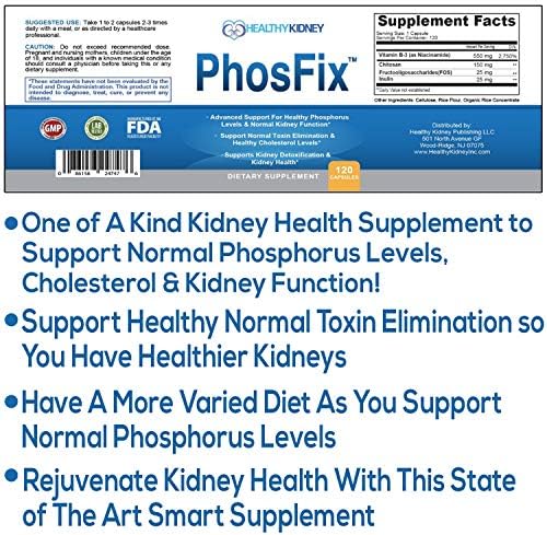 PhosFix 120 Cápsulas - Agente Quelante de Fósforo con Quitosano para Mantener Niveles Normales de Fósforo y Salud Renal. Suplemento Renal - imagen 3