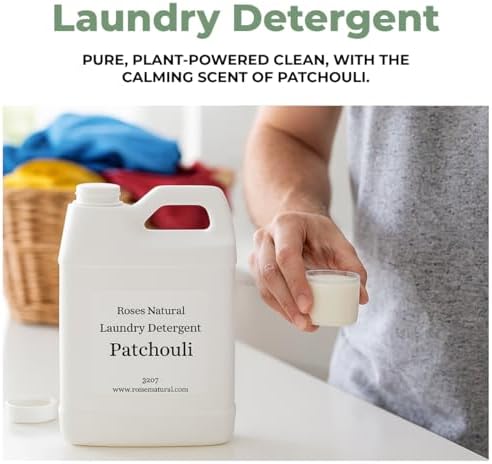 Detergente para Ropa Natural Roses con Pachulí, 32 oz, Compatible HE, Aroma Musgoso, Aceite Esencial, Hipoalergénico, Biodegradable, Hecho en EE. UU. - imagen 6