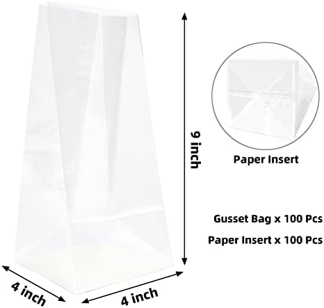 Bolsas de Celofán Yotelab con Fondo Plano, 4x4x9 Pulgadas, 100 Piezas con Inserto de Papel - imagen 2