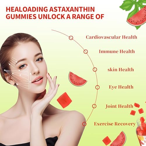 Gomitas HEALOADING de Astaxantina 12mg: Suplemento Antioxidante para Ojos, Piel, Articulaciones e Inmunidad, Sin GMO y Sin Gluten (60 gomitas) - imagen 3