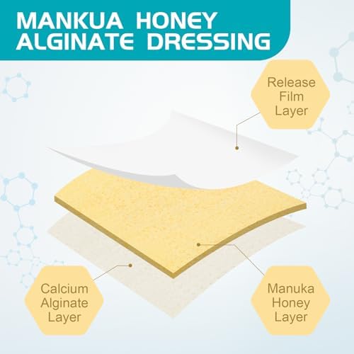 Vendas de Miel de Manuka OPTITEKNIK con Alginate de Calcio 2x2 Paquete de 10, Apósitos Médicos de Alta Absorción para Heridas - imagen 2