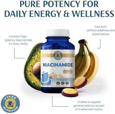 Cápsulas de Niacinamida Vykee Nutrition - Suplemento de Vitamina B3 para Bienestar de la Piel, Energía Celular y Soporte Metabólico - Vegano, No GMO, - imagen 7