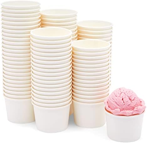 Tazas de Helado Juvale - Tazones de Papel Desechables para Sundae - Tazones Resistentes a Fugas de 5 oz, Blancos, Paquete de 100 - imagen 1