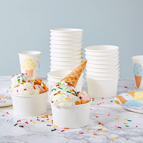 Tazas de Helado Juvale - Tazones de Papel Desechables para Sundae - Tazones Resistentes a Fugas de 5 oz, Blancos, Paquete de 100 - imagen 3