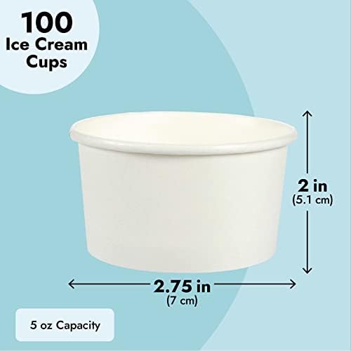 Tazas de Helado Juvale - Tazones de Papel Desechables para Sundae - Tazones Resistentes a Fugas de 5 oz, Blancos, Paquete de 100 - imagen 7