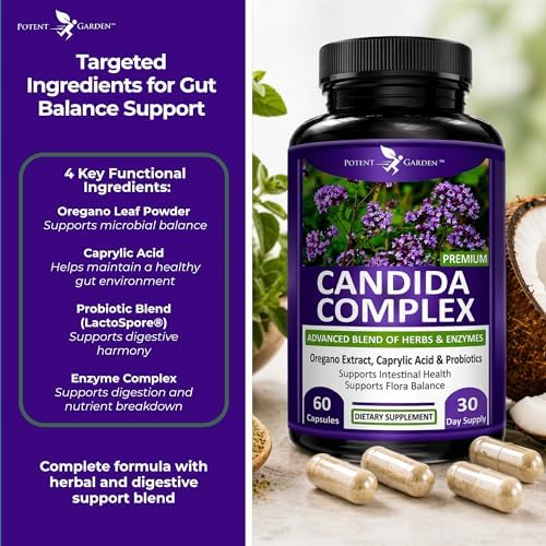 Potent Garden Complejo Candida - Mezcla de Orégano y Ácido Caprílico, Suplemento para la Salud Intestinal y Apoyo Inmunológico, 60 Cápsulas - imagen 5