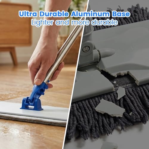 Mopa Profesional de Microfibra de 18, Mopa Plana con Base de Aleación de Aluminio y Mango de Acero Inoxidable para Limpieza de Pisos, Húmeda y Seca - imagen 4