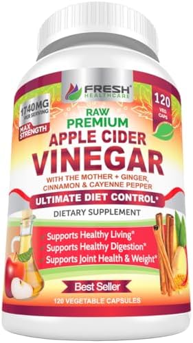 Cápsulas de Vinagre de Sidra de Manzana FRESH HEALTHCARE con La Madre, 1740mg, con Canela de Ceilán, Jengibre y Cayena, Suplemento Vegano Sin Gluten, - imagen 7