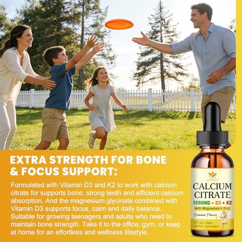 Suplemento Líquido de Citrato de Calcio 1200mg con Vitamina D3 para Hombres y Mujeres - Calcio, Magnesio, Zinc, D3 y K2 para Huesos, Dientes e - imagen 4