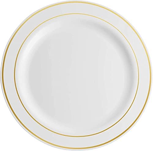 Set de 100 Platos de Plástico Dorados Munfix, 7 Pulgadas, Desechables para Postres y Aperitivos, Elegantes y Resistentes para Fiestas y Bodas, - imagen 2