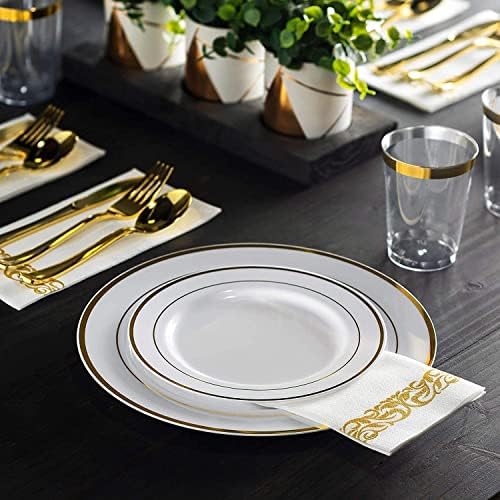 Set de 100 Platos de Plástico Dorados Munfix, 7 Pulgadas, Desechables para Postres y Aperitivos, Elegantes y Resistentes para Fiestas y Bodas, - imagen 4
