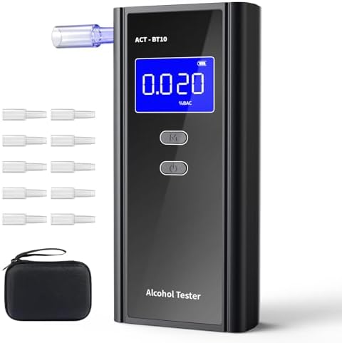 Alcoholímetro Homealexa Portátil con Pantalla Digital BAC, Sensor de Alta Precisión, Prueba Rápida en 3-5s, Incluye 10 Boquillas para Uso en Casa y - imagen 1