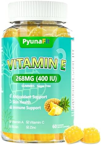 Gomitas de Vitamina E 400 IU PYUNAFIT para Mujeres, Suplemento Masticable con VIT A, C, Biotina, Zinc, Antioxidante Potente, Salud de Piel y Cabello, - imagen 1