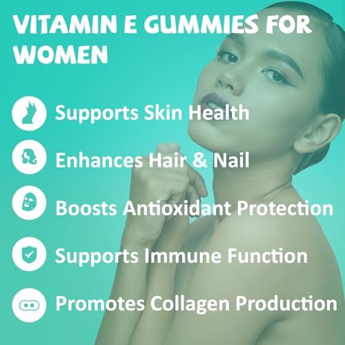 Gomitas de Vitamina E 400 IU PYUNAFIT para Mujeres, Suplemento Masticable con VIT A, C, Biotina, Zinc, Antioxidante Potente, Salud de Piel y Cabello, - imagen 3