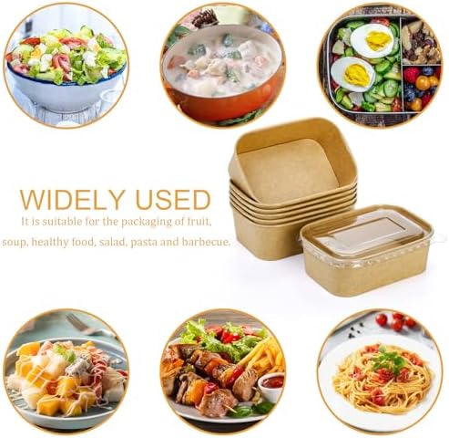 Tazón Rectangular Kraft Compostable Yesland de 50 Piezas, 25 Oz, Apto para Microondas y Congelador, Ideal para Comida para Llevar, Almuerzo de - imagen 4