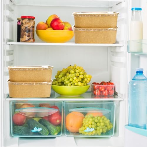 Tazón Rectangular Kraft Compostable Yesland de 50 Piezas, 25 Oz, Apto para Microondas y Congelador, Ideal para Comida para Llevar, Almuerzo de - imagen 5