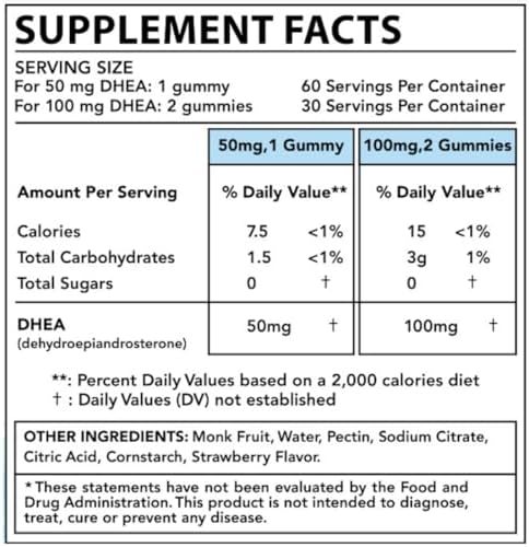 Suplemento Holistic MD DHEA 100mg para Mujeres y Hombres | Gomas Veganas de Fresa Sin Azúcar | Alta Absorción | 60 Días de Suministro - imagen 5