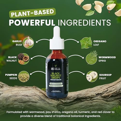 Resilia Gotas Líquidas de Limpieza Herbal – Extracto de Nogal Negro y Ajenjo con Semilla de Calabaza, Ajo y Cúrcuma – Tintura Sin Alcohol para - imagen 3