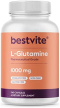 BESTVITE L-Glutamina 1000mg por Cápsula (240 Cápsulas) - Suplemento Puro, Sin Rellenos, Sin Gluten, No GMO, Máxima Potencia - imagen 1