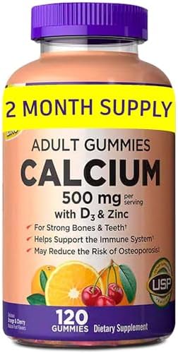 KS Calcio 500 mg con Vitamina D3 1000 IU y Zinc – 120 Gominolas (Suministro de 2 Meses) – Soporte para Huesos, Dientes e Inmunidad – Sabores Naranja - imagen 1