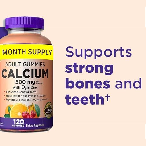 KS Calcio 500 mg con Vitamina D3 1000 IU y Zinc – 120 Gominolas (Suministro de 2 Meses) – Soporte para Huesos, Dientes e Inmunidad – Sabores Naranja - imagen 4