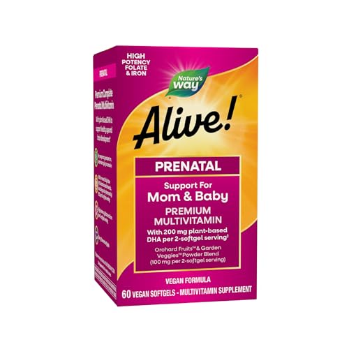 Multivitaminas Prenatales Premium Nature's Way Alive! para Mujeres, Desarrollo Saludable de Ojos y Cerebro*, 60 Softgels Veganas - imagen 2