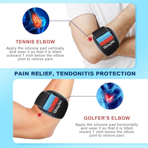 Faja Ajustable para Codo de Tenista Gviipk, Soporte para Tendinitis y Dolor en el Antebrazo, con Diseño de Advertencia de Presión y Almohadilla de - imagen 2