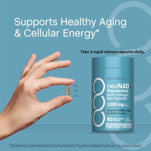 Suplemento NeoCell NAD+ Resveratrol con Multi Colágeno Bio-Péptidos | 1,000mg | 60 Cápsulas | Apoya el Envejecimiento Saludable y la Energía Celular - imagen 8