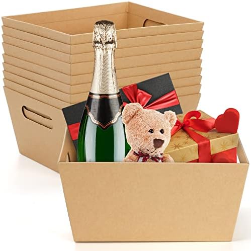Cesta de Regalo DEAYOU 10 Piezas, Cesta de Kraft de 10 x 8 con Asa, Cestas de Cartón para Vino, DIY, Comida, Snacks, Manualidades, Pascua - imagen 1