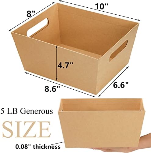 Cesta de Regalo DEAYOU 10 Piezas, Cesta de Kraft de 10 x 8 con Asa, Cestas de Cartón para Vino, DIY, Comida, Snacks, Manualidades, Pascua - imagen 2
