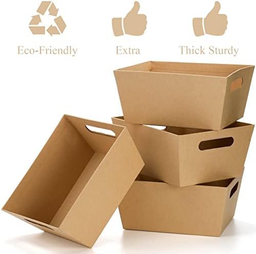 Cesta de Regalo DEAYOU 10 Piezas, Cesta de Kraft de 10 x 8 con Asa, Cestas de Cartón para Vino, DIY, Comida, Snacks, Manualidades, Pascua - imagen 3