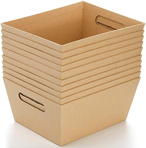 Cesta de Regalo DEAYOU 10 Piezas, Cesta de Kraft de 10 x 8 con Asa, Cestas de Cartón para Vino, DIY, Comida, Snacks, Manualidades, Pascua - imagen 4