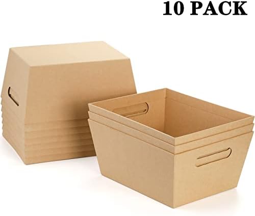 Cesta de Regalo DEAYOU 10 Piezas, Cesta de Kraft de 10 x 8 con Asa, Cestas de Cartón para Vino, DIY, Comida, Snacks, Manualidades, Pascua - imagen 5